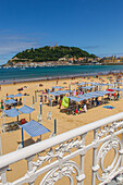 la concha beach, mount urgull, san sebastian, donostia, basque country, spain
