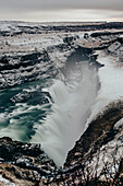 Gulfoss Wasserfall in Südisland, Winter, Goldener Kreis, Island, Nordeuropa