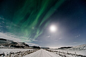 Northern Lights close to Vik, Ring Road, Mountain Range, Night, Iceland