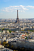 Elevated view over the city with the Eiffel Tower in the distance, Paris, France, Europe