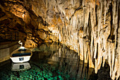 Stalagmites and stalactites in the beautiful Crystal subterranean cave, Bermuda, North America