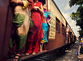 Commuters on a packed trains, Mumbai, Maharashtra, India, South Asia