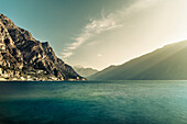 Shoreline of Limone Sul Garda, Lake Garda, Alps, Lombardy, Italy