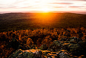 Sunrise over rural landscape, Ural, Ural, Russia