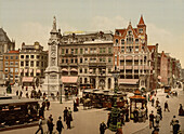 Dam Square with Nieuwe Kerk, Amsterdam, Holland, Photochrome Print, circa 1901