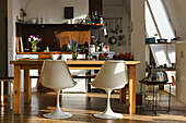 Chairs and table in modern kitchen at home