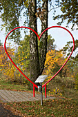 Giant red heart on Poppenhausener Liebesweg trail of love