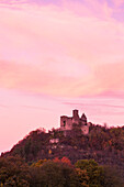 Burg Trimburg castle ruins at sunset