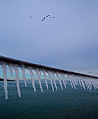 Icicles along Lake Michigan in Port Washington, Wisconsin.