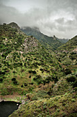 green mountainous landscape around Hermigua, La Gomera, Canary Islands, Spain