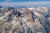 View from the summit of Barre des Ecrins towards southwest across the Dauphiné Alps, France
