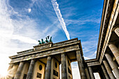 The Brandenburger gate, Brandenburger Tor against sunlight, Berlin, Germany