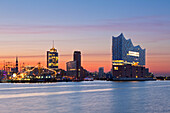 View over the Elbe river to the Elbphilharmonie, Hamburg, Germany