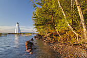 Leuchtturm am Vättern bei Karlsborg, Västergötland, Götaland, Västra Götalands län, Südschweden, Schweden, Skandinavien, Nordeuropa, Europa