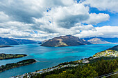 Forested islands in lake, Queenstown, Otago, New Zealand