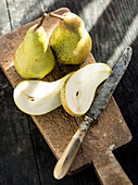 Close up of fresh sliced pears