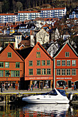 Traditional wooden Hanseatic merchants buildings of the Bryggen, UNESCO World Heritage Site, Bergen, Hordaland, Norway, Scandinavia, Europe