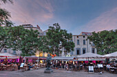 Street restaurants, Place Jean Jaures, Montpellier, Herault, Languedoc-Roussillon, France
