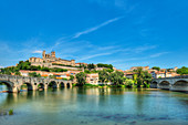 Alte Brücke, Orb, Kathedrale St. Nazaire,Beziers, Herault, Languedoc-Roussillon, Frankreich