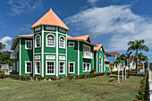 Wooden houses painted in Caribbean colors, Samana, Dominican Republic, Antilles, Caribbean