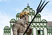 Neptune figure on the Market Square, Weimar, Thuringia, Germany
