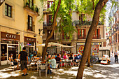 Café, Strassencafe, Placa del Bonsucces, Carrer del Bonsucces, Raval, Barcelona, Katalonien, Spanien, Europa