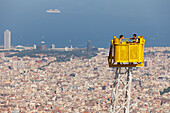 above the town, Parc de Atraccions, amusement park, Tibidabo, Barcelona, Catalunya, Catalonia, Spain, Europe