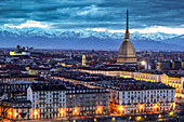 Turin, Piemonte, Italy. cityscape from Monte dei Cappuccini