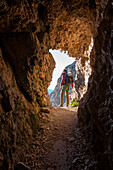 Cave used as a dormitory for the Austrian soldiers during the First World War, trail Kaiserjaeger, Piccolo Lagazuoi, Dolomites