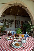 The Nitovikla Garden Hotel in Kumyali, typical nothern Cyprus breakfast,  Karpaz Peninsula, North Cyprus