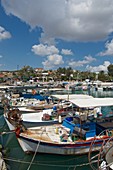 Small habour with fishing boats in Bogaz, Karpaz Peninsula, North Cyprus