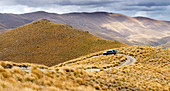 Dramatic 4WD track in the mountains of the Hawkdun Range, Otago, South Island, New Zealand