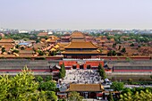 China, Beijin City, The Forbiden City, Gate of Dibine Prowess from Jingshan Park.