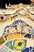 The Park Güell, public park system composed of gardens and architectonic elements located on Carmel Hill, in Barcelona, Catalonia Spain. Park Güell is located in La Salut, a neighborhood in the Gràcia district of Barcelona. With urbanization in mind, Euse