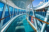 The skywalk over the water on the Regal Princess cruise ship.