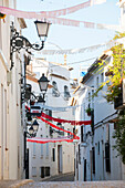Altea street festooned with ornaments holiday, Altea, Alicante, Valencia, Spain, Europe