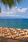 Beach in Kusadasi, Aydin Province, Turkey.