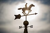 Weather vane of a jockey on a horse in Baltimore, Maryland, USA.