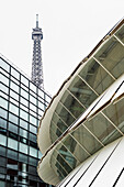 Museum du Quai Branly, museum with Eiffel Tower, Tour Eiffel, in the background, Paris, Ile de France, France