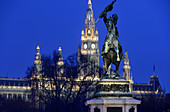 Townhall with monument of Erzherzog Karl, Vienna, Austria