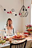 Girl at Breakfast Table of Teenage Girl Party in Hamburg, Germany