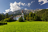 Kirche St. Martin, Gnadenwald, Halltaler Kette, Tirol, Österreich