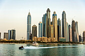 Skyline of skyscrapers at Marina district in Dubai United Arab Emirates