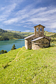 Chapelle de Roselend in the Barrage de Roselend - reservoir- near Beaufort in Savoie, Rhône-Alpes, France.