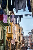 Colourful streets in the Balat / fener neighbourhood of Istanbul. Turkey.