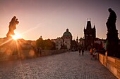 Sunrise in Charles bridge, Praga, Czech Republic.