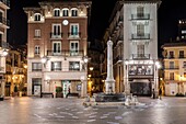 Plaza del Torico by night, Teruel, Aragon, Spain.