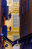 Europe, France, Alpes-Maritimes, Nice. Colorful building of the old town.