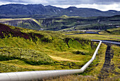 landscape of inland of Iceland, on a road from Hafnarfjordur do Nesjavellir - Geothermal station, Iceland.