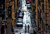 narrow street in the evening, Valletta, Malta, Europe.